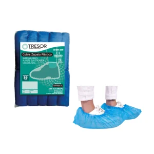 CUBREZAPATO PLASTICO AZUL DESECHABLE X 100 UNID