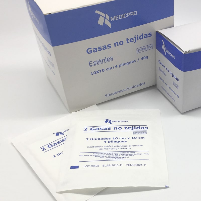 GASA ESTERIL NO TEJIDA 10cm X 10cm X 50 UNIDADES