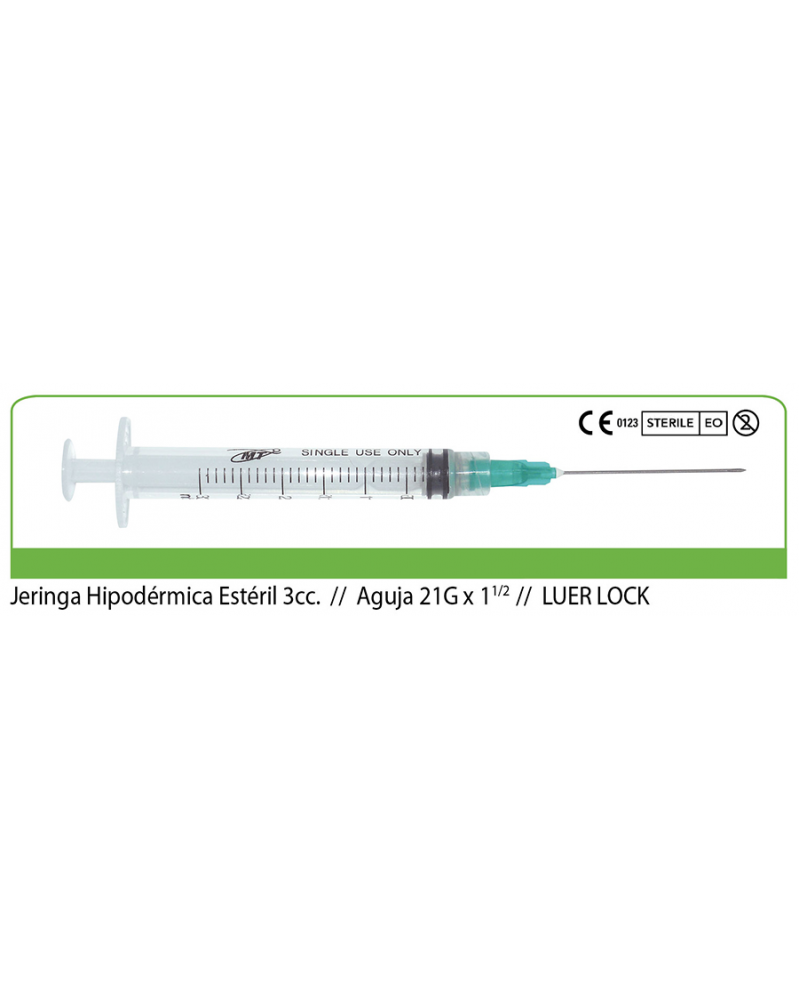 JERINGA 3 CC x 21G * 1 1/2 x 100 UNIDADES - Imagen 3